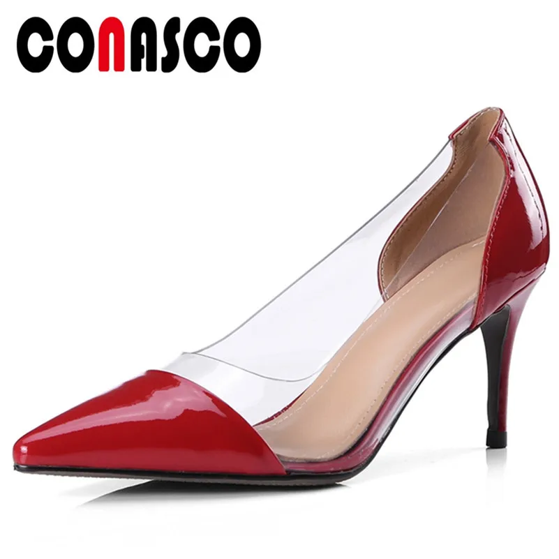 

CONASCO New Arrival Women Classic Pumps Genuine Leather Spring Autumn High Heels Shoes Woman Pointed Toe Sexy Night Club Pumps