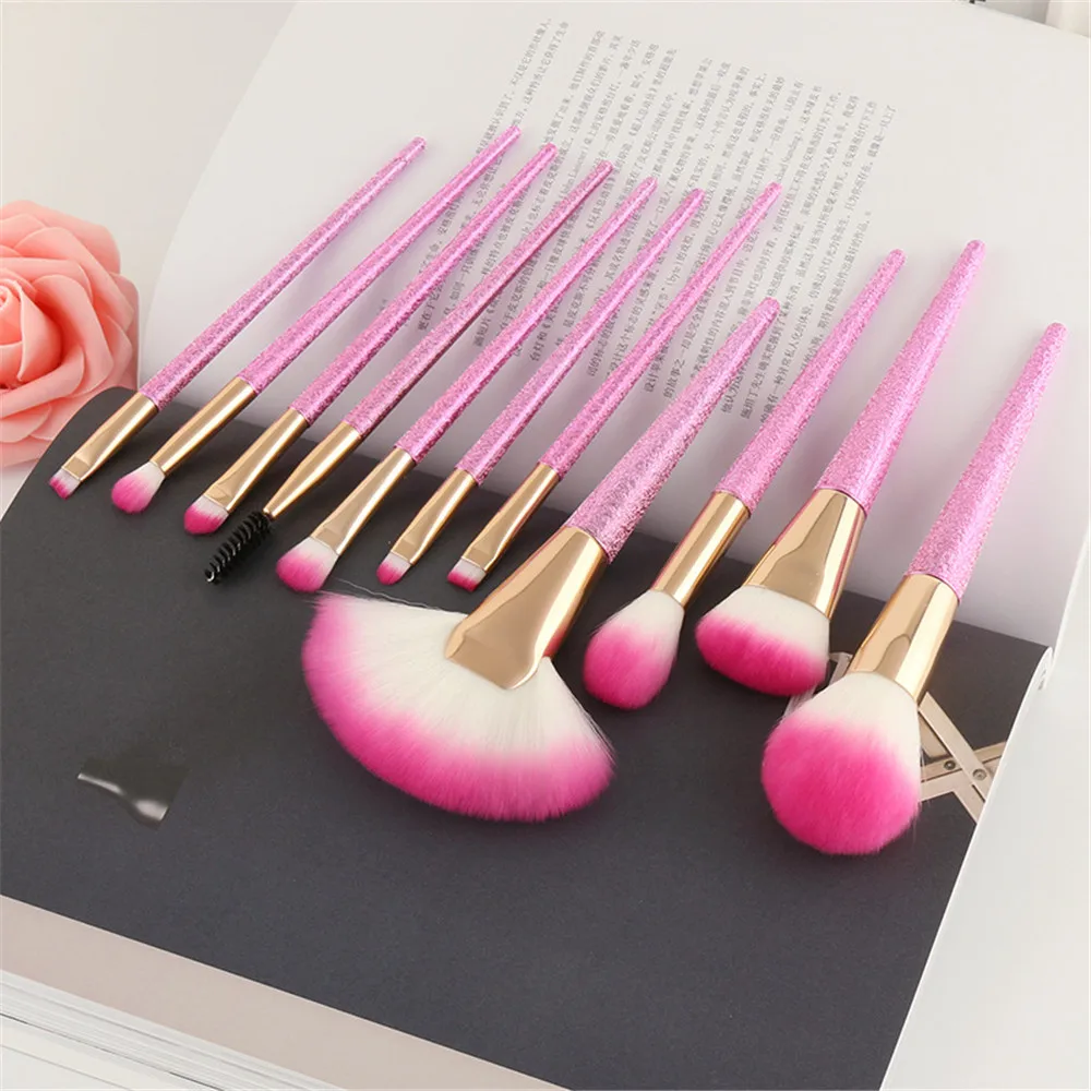 Набор розовых кистей для макияжа Pro 11 шт. набор косметических тональных пудр