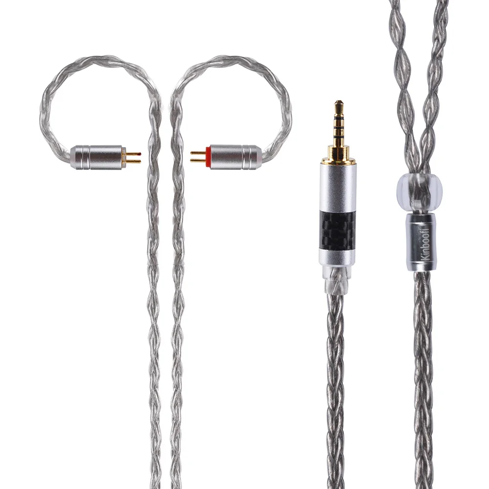 2PIN 2.5 AK Kinboofi 8 ядро Медь посеребренный кабель 3,5/2,5/4,4 мм Hifi кабель для наушников с MMCX/2pin разъем для ZSX C12 ZSN PRO лампа указателя - Цвет: 2PIN 2.5