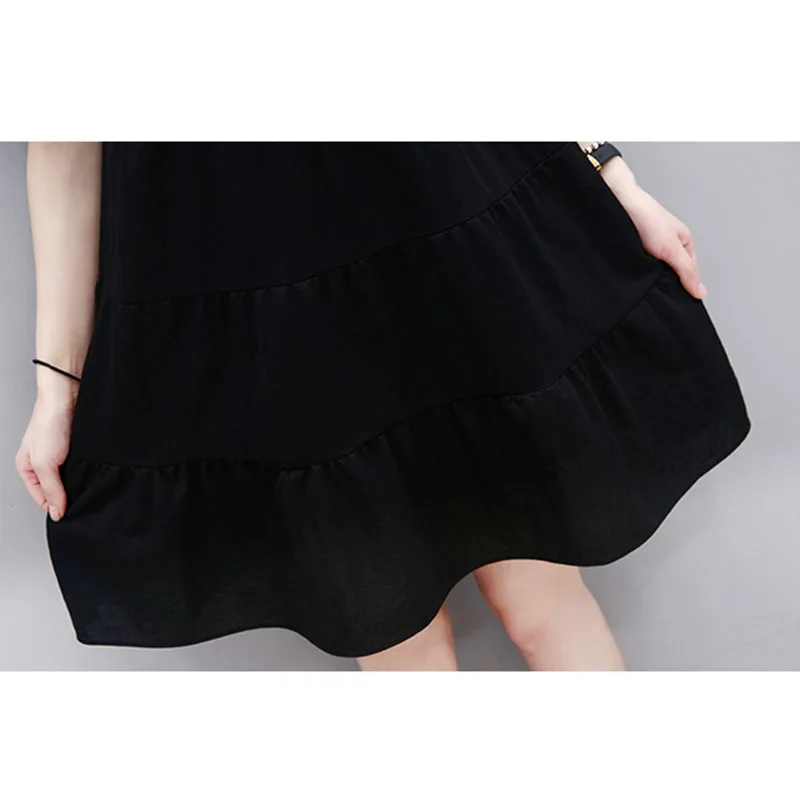 Женское летнее платье с коротким рукавом круглым вырезом|Женские платья| |