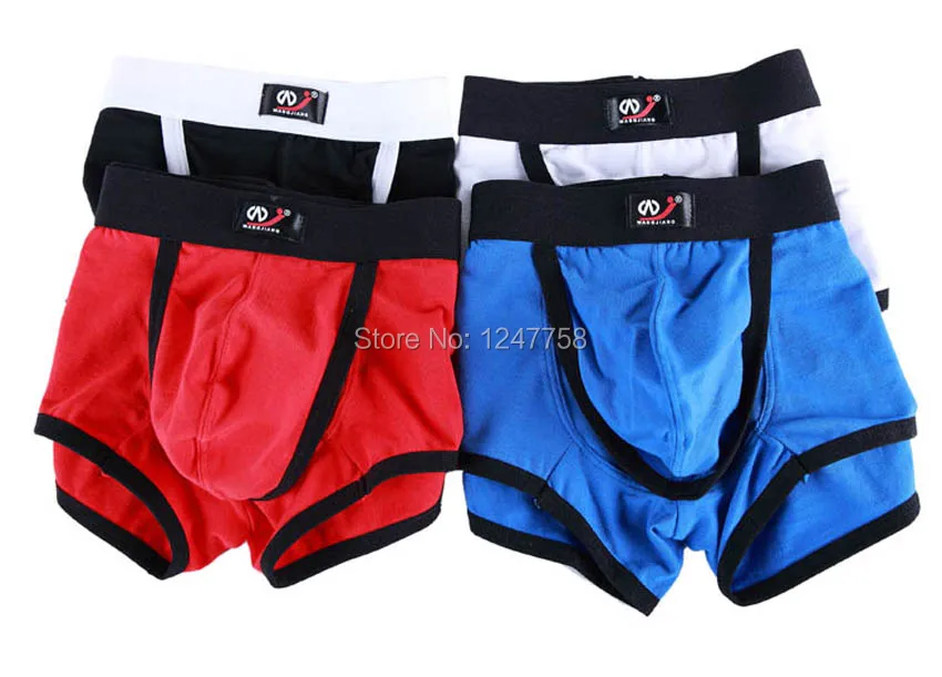 4 шт./лот сексуальные Квадратные Боксеры хлопковые открытые мужские боксеры