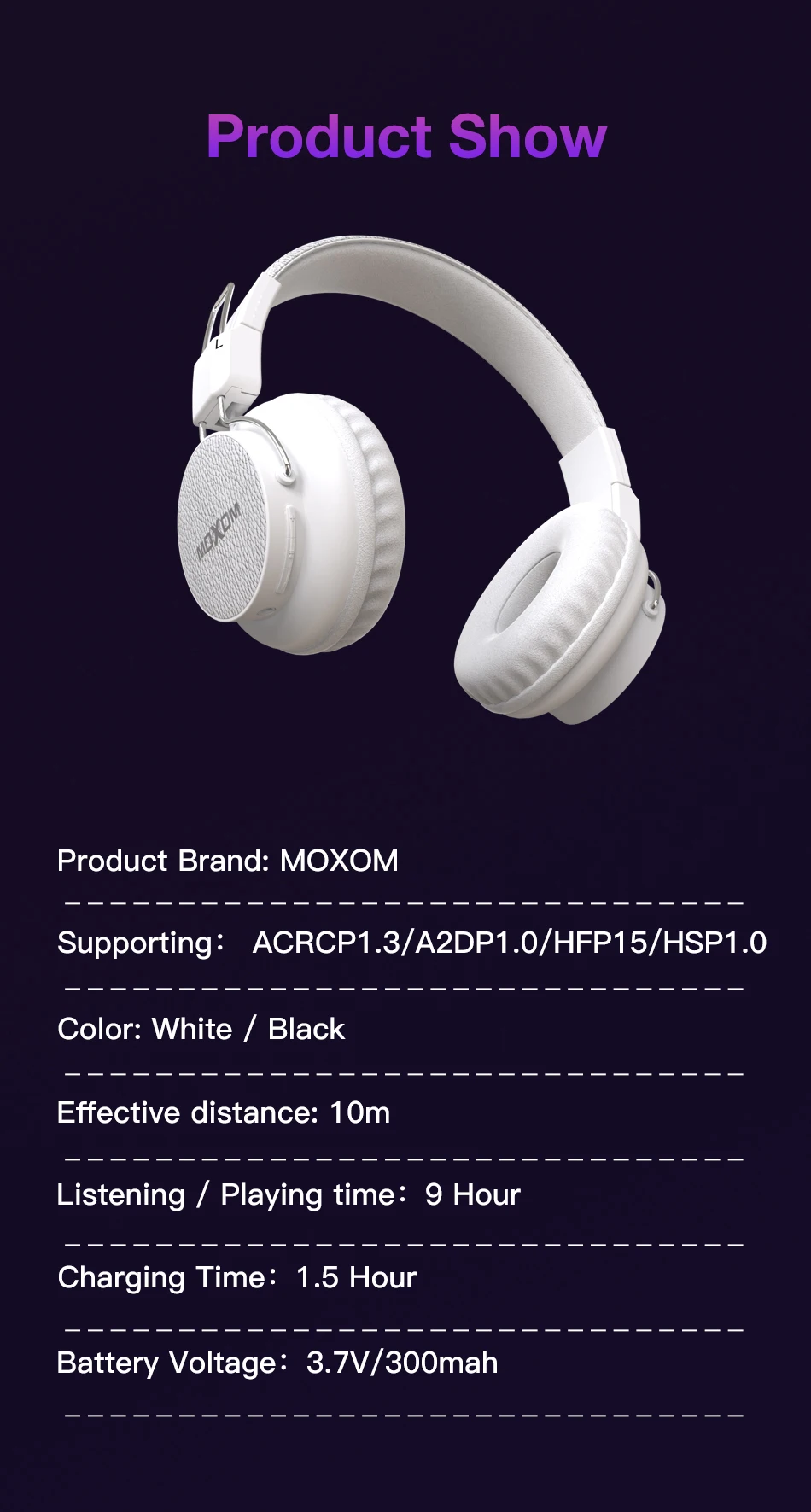 MOXOM Bluetooth наушники Беспроводная гарнитура наушники с микрофоном TF карта для телефона музыка складные регулируемые наушники