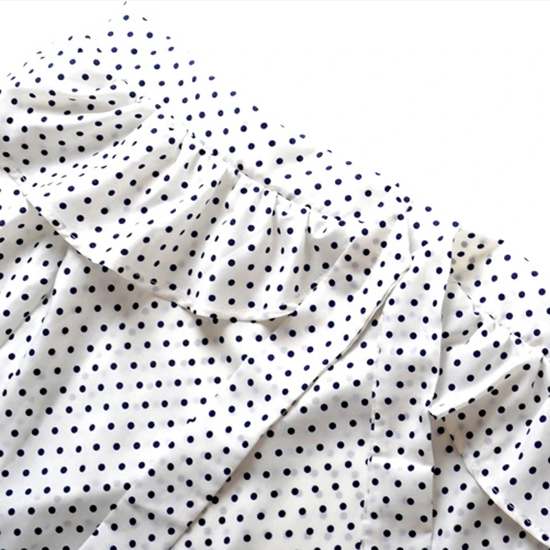 Летняя шифоновая блузка в горошек с открытыми плечами и оборками женские рубашки