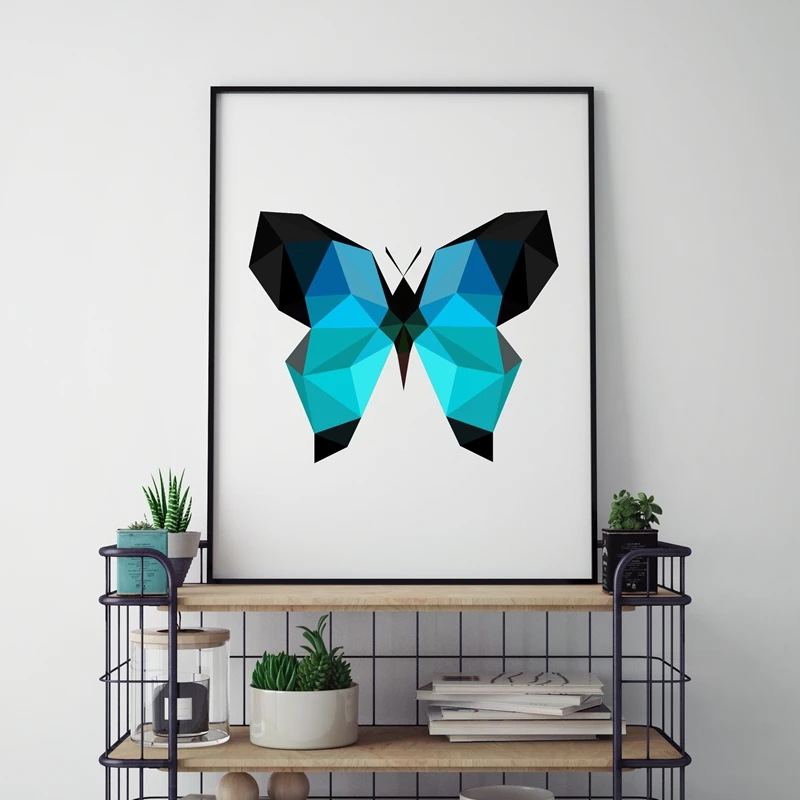 Triangle Polygonal Butterfly Wall Art Print Pictures Abstract Geometric Poster Canvas Painting Home Decoration | Дом и сад