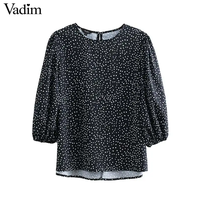 Vadim женская блузка в горошек с рукавом три четверти и круглым вырезом милые