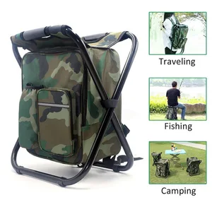 outdoor folding camping fishing chair stool backpack with cooler insulated picnic bag hiking camouflage seat table bag free global shipping