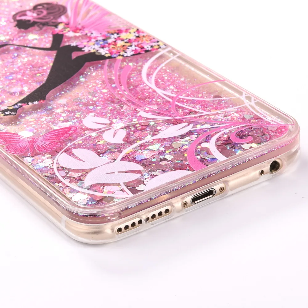 Clear Hard Phone Shell For iPhone8 Plus Case Cartoon Fairy Floral Capinha iPhone 7 8 6S 6 X Accesorios Quicksand Cover |