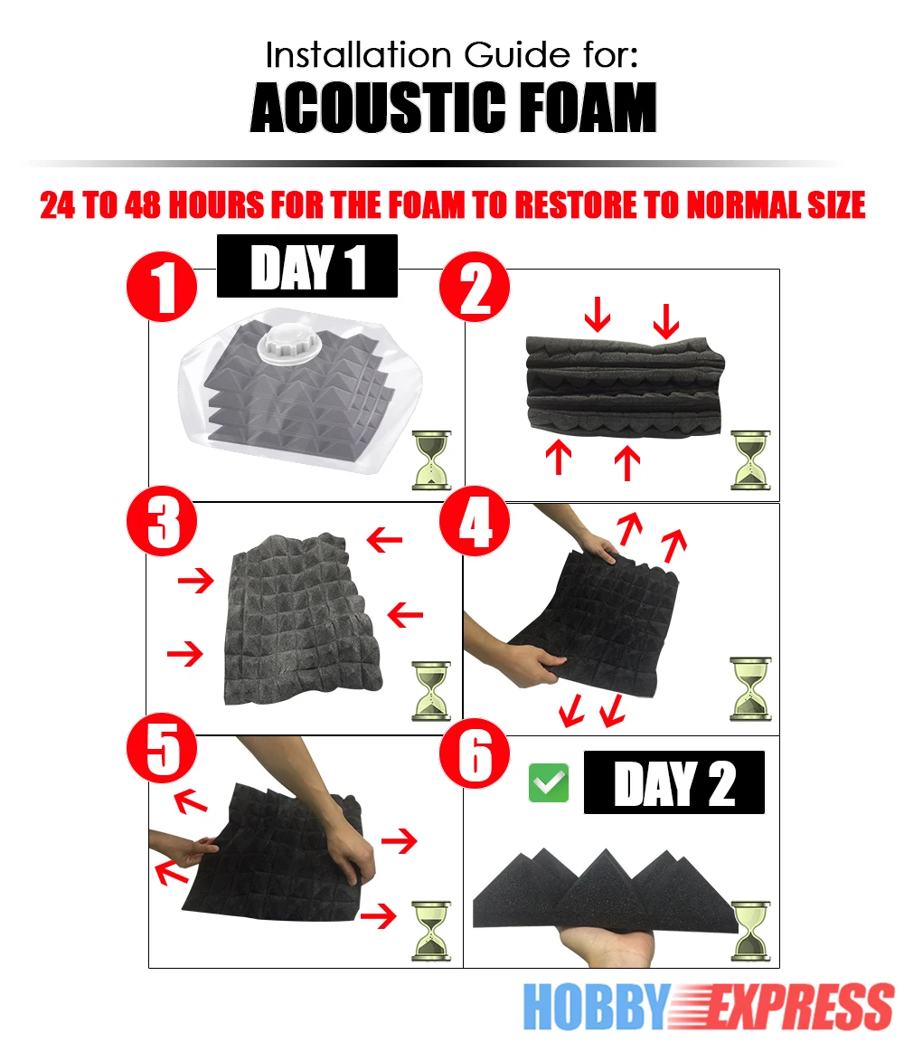 

New Gray and Red 16 pcs Bundle Wedge Tile Studio Acoustic Foam Panel 25*25*2 cm (9.8*9.8*0.8 in) KK1035
