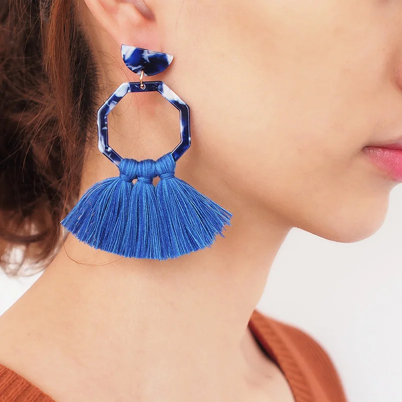 MANILAI Boho хлопковые серьги ручной работы с кисточками для женщин Акриловые
