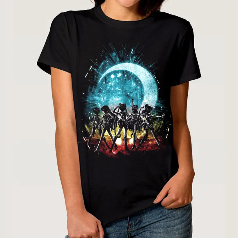 Sailor Moon Anime T-shirt Women's All Sizes Summer Harajuku Punk Hipster Tops Tee Wholesale Woman T Shirt Design Novelty | Женская