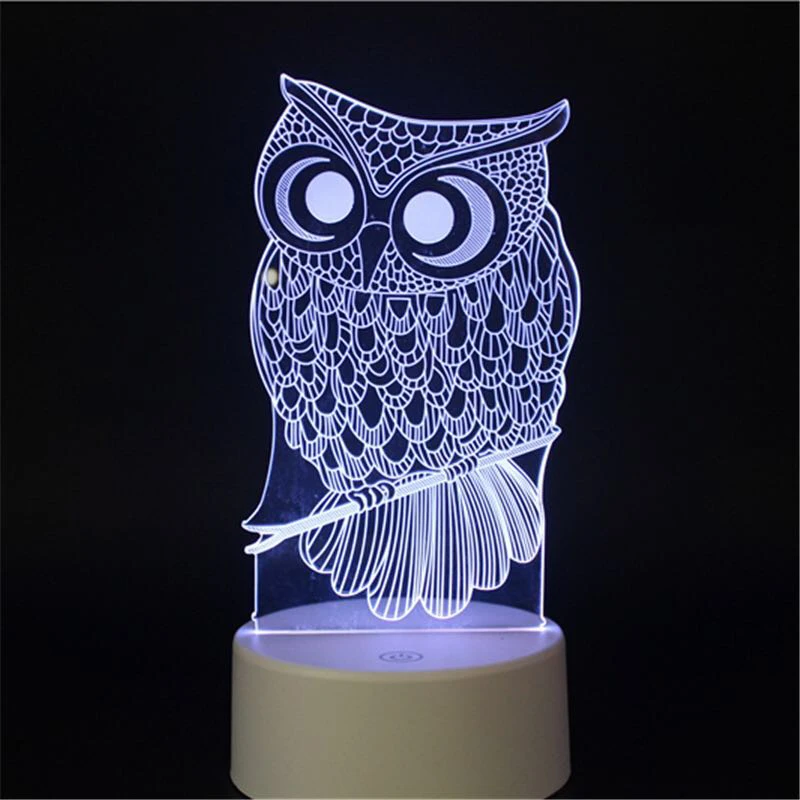 СВЕТОДИОДНЫЙ 3D ночник в виде совы сенсорные настольные лампы 7 цветов меняющийся