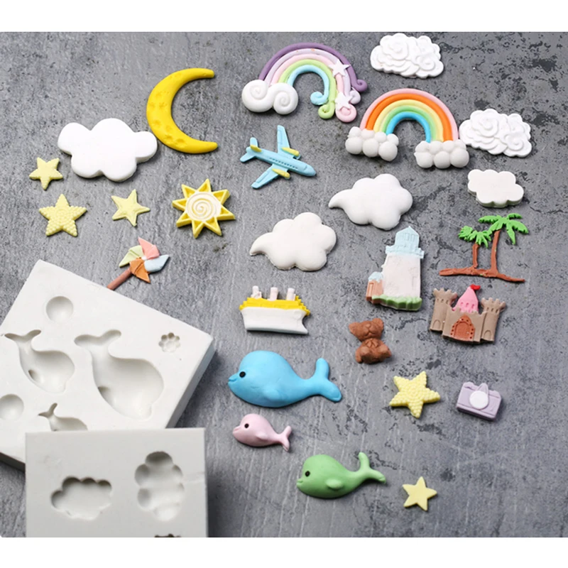 Силиконовая форма радуги облаков и Кита для украшения тортов шоколадной мастики