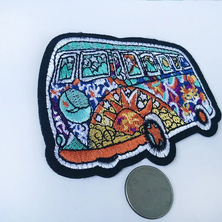 5X Hippie Bus Patch Psychedelic Art Sewing On Embroidery DIY Embroidered Iron Applique for Clothes Handmade Hardwork | Дом и сад