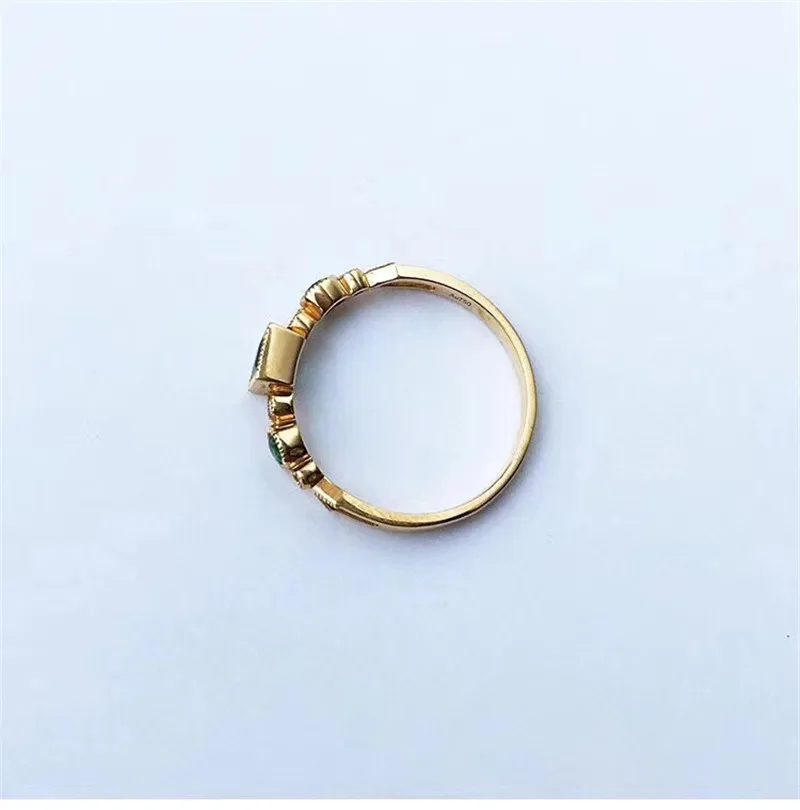 Aazuo 18 K желтое золото натуральный квадратный круглый Изумруд с настоящими бриллиантами IJ SI микро кольцо с мозаикой камней подаренный для женщин День Святого Валентина Au750