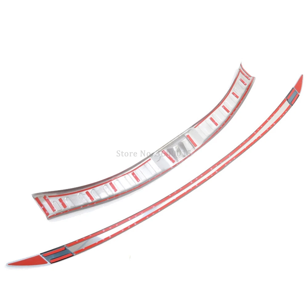 Внутренняя и внешняя накладка на ножку заднего бампера из нержавеющей стали для