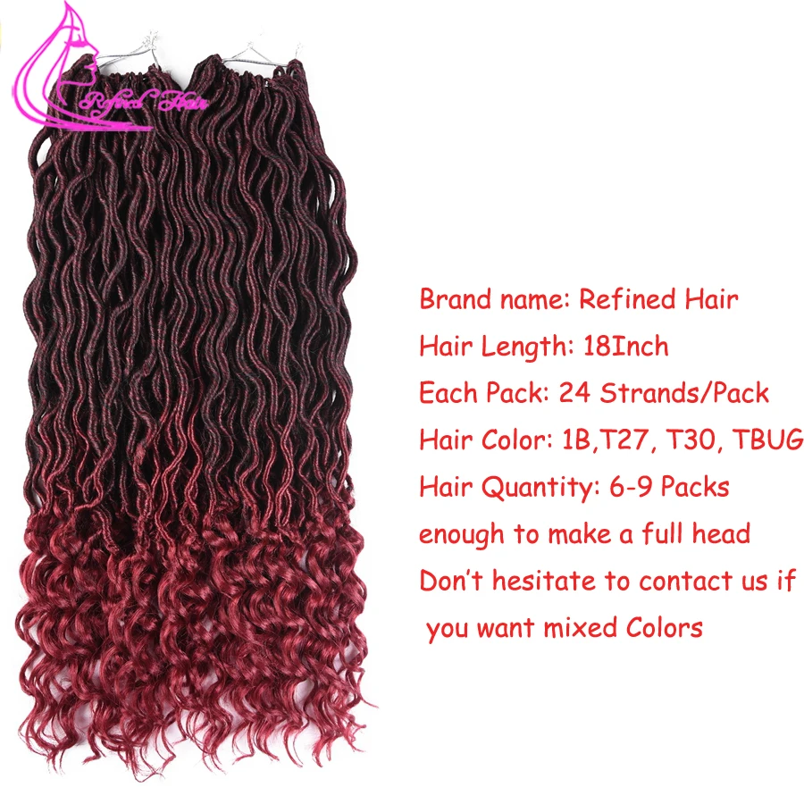 Утонченные волосы 18 дюймов косички для вязания крючком синтетические