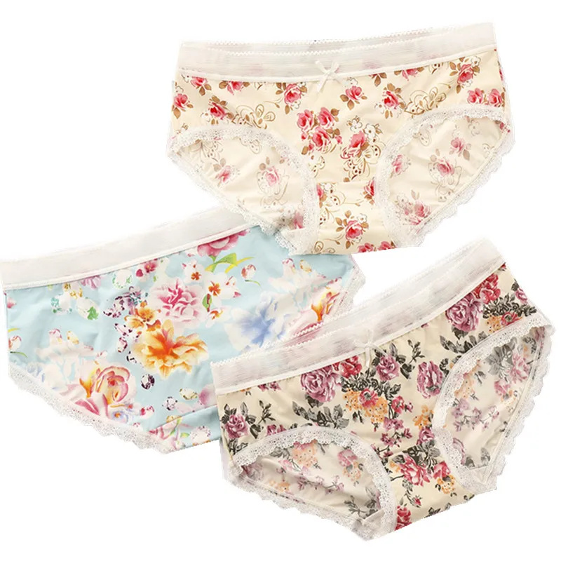 PRTYWB New Seamless Panties Women Briefs Printed Flower Underwear Lace Cotton Panty Lingerie Culotte Femme bragas mujer |