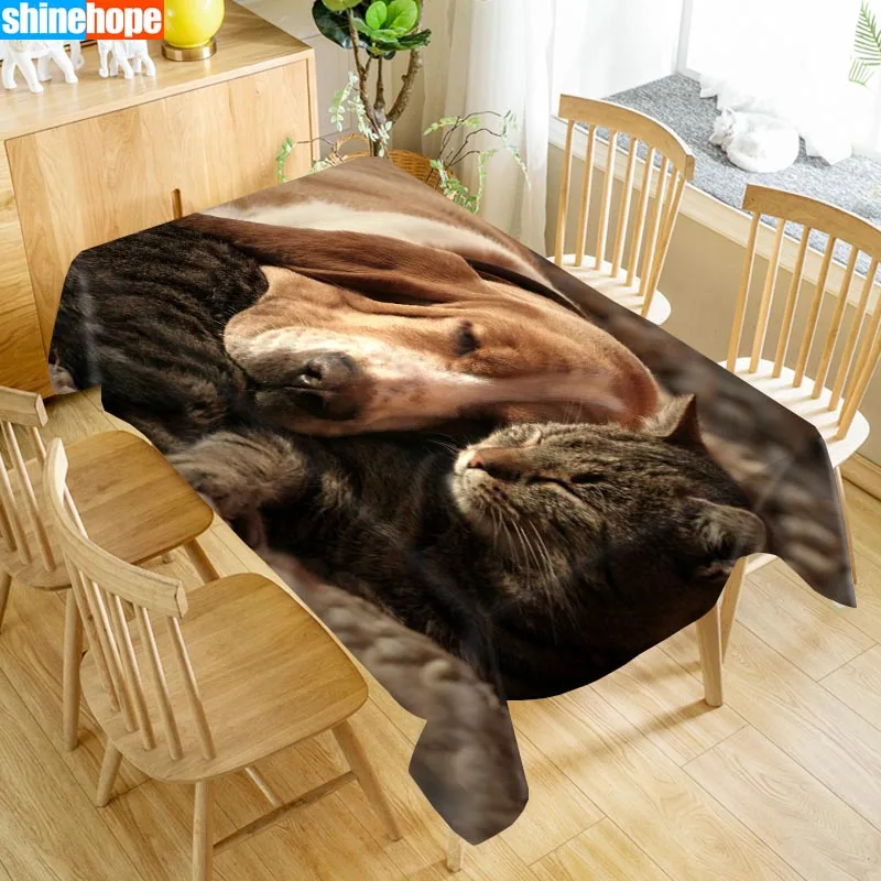 Настраиваемый 3D Basset Hound скатерть Рождественская собака кошка узор моющаяся ткань плотная Прямоугольная Скатерть для свадьбы - Цвет: tablecloths 5