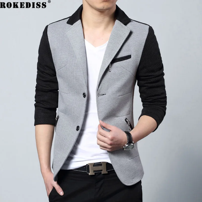 Новое Прибытие 2016 Мода Повседневная Хлопок Slim Fit М 4XL Корейский Костюм Blaser мужской