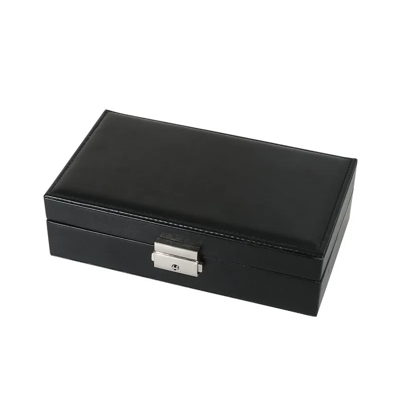 Black Изысканная дорожная коробочка для украшений Женская кожаная Прямоугольная Упаковка ожерелья кольца серьги Органайзер для хранения дисплей подарочные коробки чехол - Цвет: Black