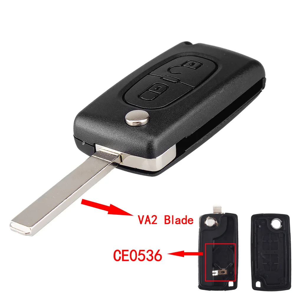 VA2 CE0536 KEYYOU Флип складной Cae ключ чехол пустой оболочки для peugeot 107 207 307 307S 308 407 607 2006 для Citroen C2 C3 C4 C5 C6 C8 - Цвет: VA2 CE0536