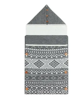 82W412 Gray Новые конверты для новорожденных, вязанные спальные мешки с пятью звездами, Осенние серые пеленки на пуговицах для младенцев, спальные мешки, весеннее одеяло - Цвет: 82W412 Gray