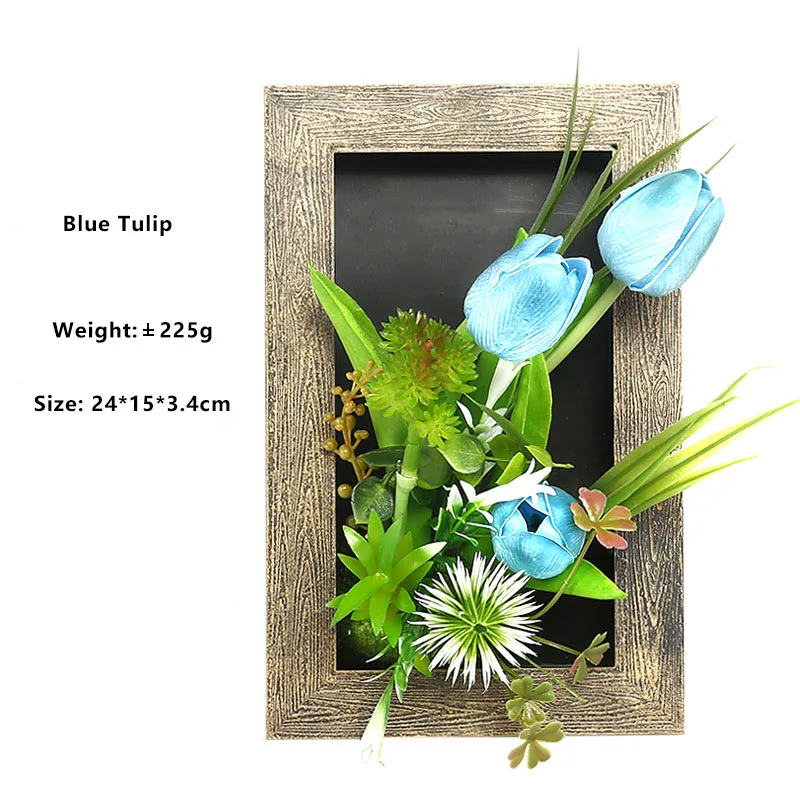 Blue Tulip 3D Искусственные растения, декоративные стерео искусственные цветы, настенные наклейки, Винтажные Украшения, искусственные растения, настенная художественная рамка - Цвет: Blue Tulip