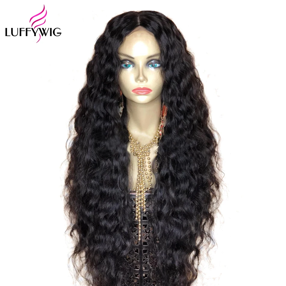LUFFYHAIR, плотность 250, 13x6, человеческие волосы на кружеве, парики, волна воды, кружевной парик, предварительно выщипывание, бразильские волосы remy с детскими волосами для женщин