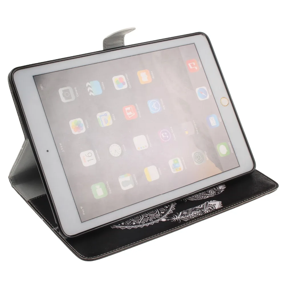 Черный чехол из искусственной кожи с рисунком колокольчика подставкой для iPad Air