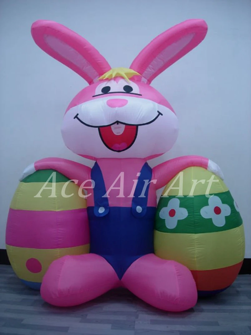 

Big Easter balloon inflatable Bunny Carrying 2 Eggs,inflatable Easter rabbit/bunny with Easter eggs for Easter Decorations