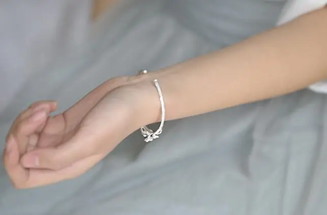 Oly2u Fashion Bangles Cuff Flower &amp Bracelets Women Accessories Srebrna bransoletka SYSZ008 | Украшения и аксессуары