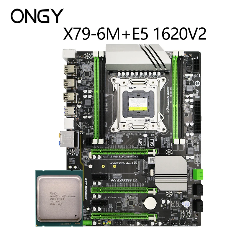 Online Ongy X79 6 M Motherboard E5 1620V2 CPU LGA 2011 DDR3 I7 32 GB ATX SATA3.0 X79-6M Wichtigsten Bord PCI-E NVME M.2 Prozessor 32G Ddr 3