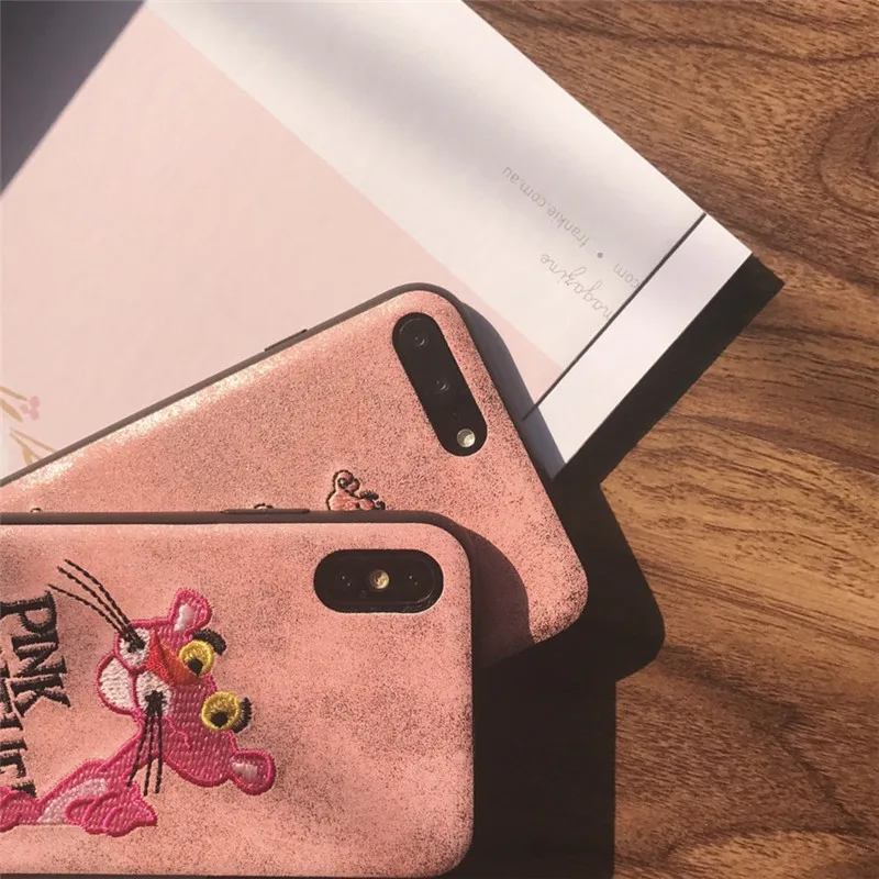 Для iPhone X Фирменная Новинка Мода Вышивка Розовая пантера чехол для Apple 8 Plus 6 6S 7