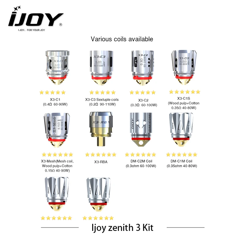 Оригинальный испаритель комплект IJOY Зенит 3 электронные сигареты поле Mod Vape 360 Вт
