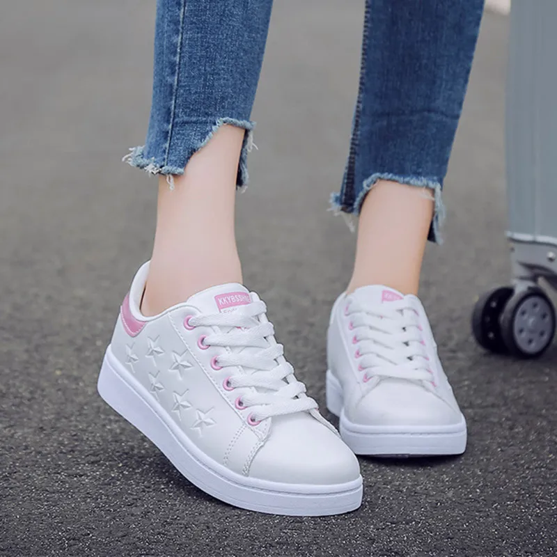 Женская Вулканизированная обувь повседневная Белая сникерсы низкие обрезанная