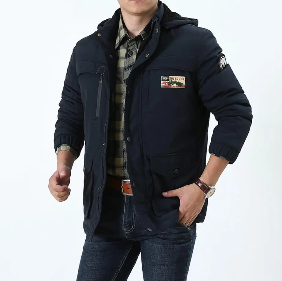 ROHOPO Parkas Deportes мужские непромокаемые парки прямые deportes safari толщина куртка флисовая теплая парка мужское теплое пальто - Цвет: Черный