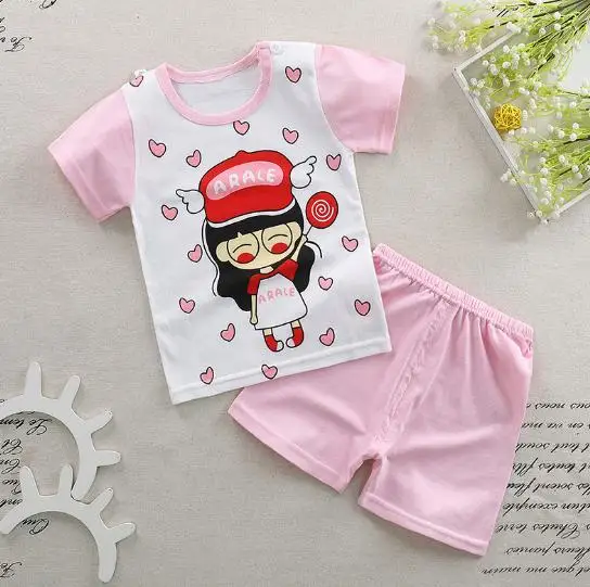 summer baby clothing set T shirts ans short trousers cotton knitted print fabric 70cm to 105cm height | Детская одежда и обувь