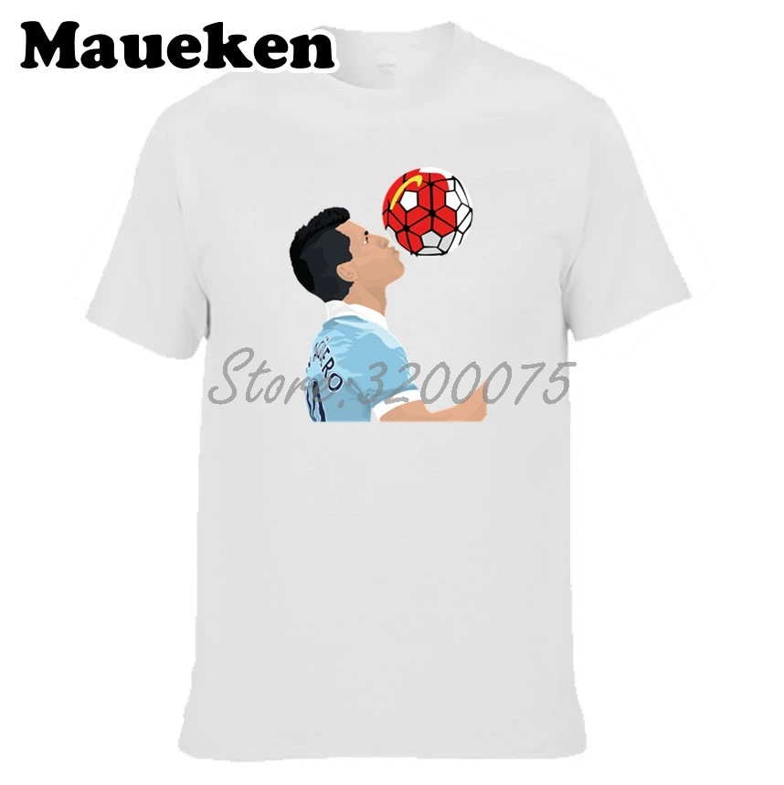 Мужская футболка с круглым вырезом Sergio Leonel Kun Aguero del Castillo 10 manner для любителей