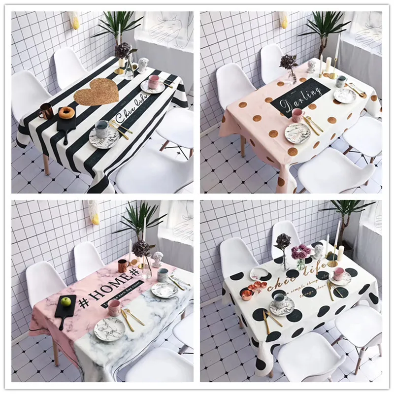 Качественная скатерть для обеденного стола из хлопка и льна водонепроницаемая