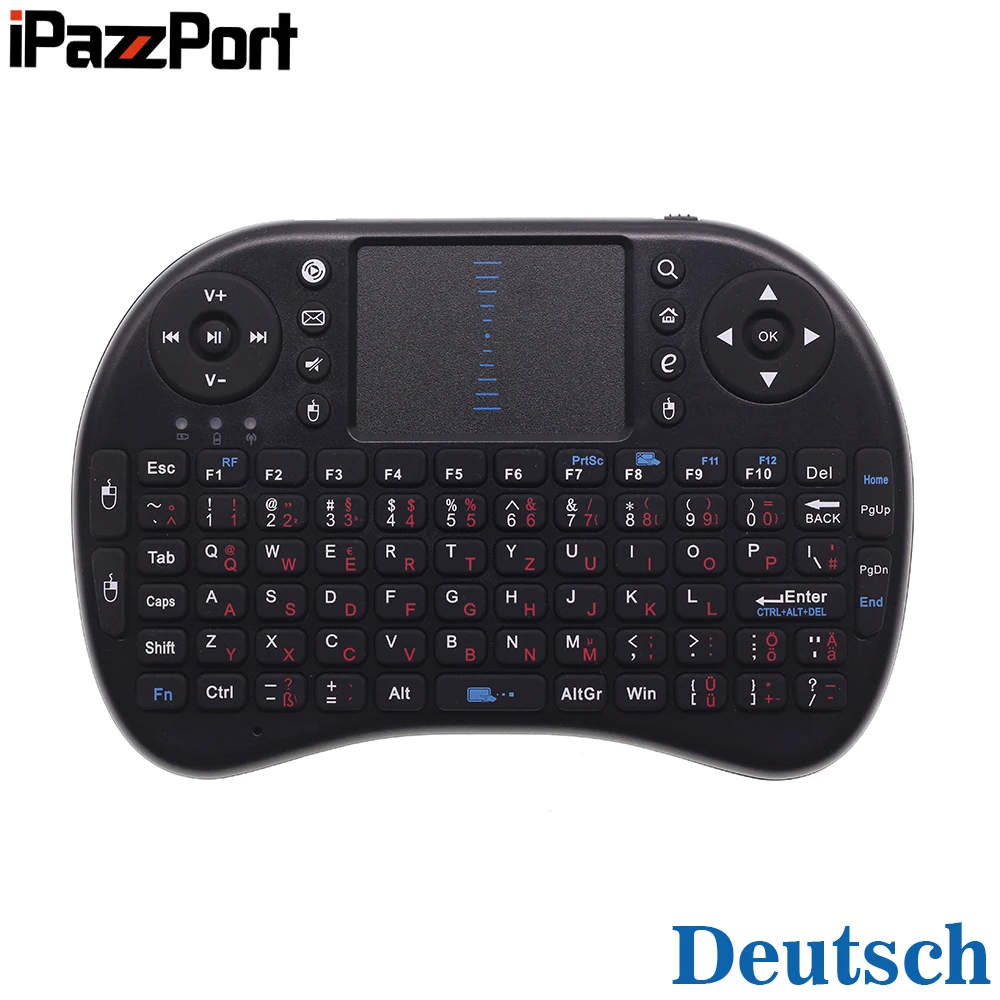 Беспроводная мини клавиатура iPazzPort немецкая воздушная мышь Deutsch 2 4G с тачпадом для