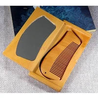 mahogany comb folding mirror small wooden combs portable hairbrush set anti static student for female gift hairdressing sale