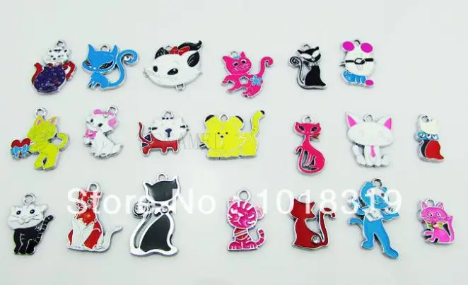 HJSG! 100 шт./лот эмалевые Смешанные Подвески в виде кошек для брелока | Украшения и
