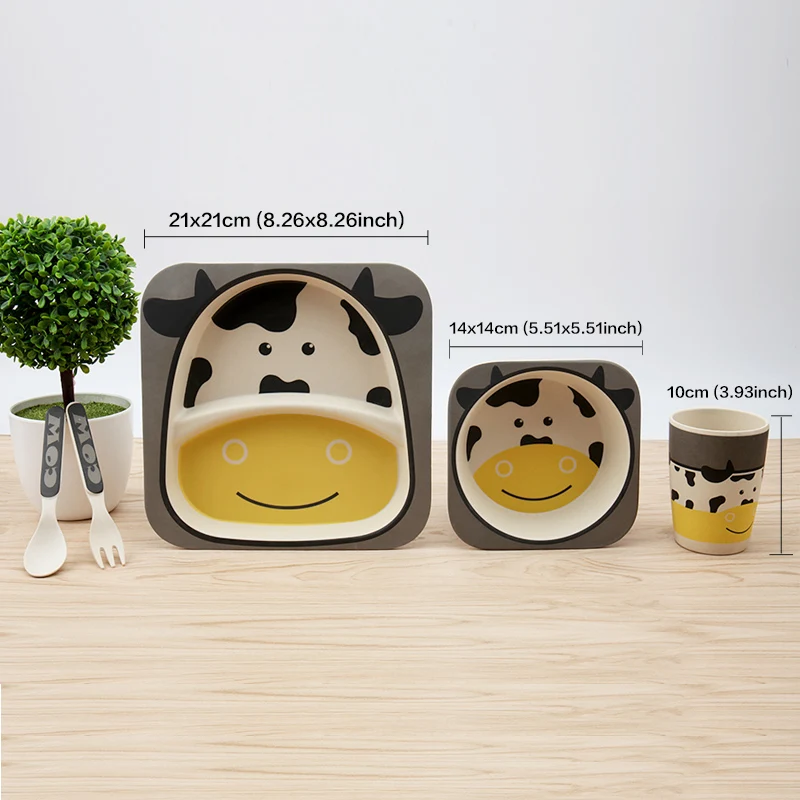 5 шт./компл. набор для кормления ребенка с чашей вилки ложка чашка посуды из