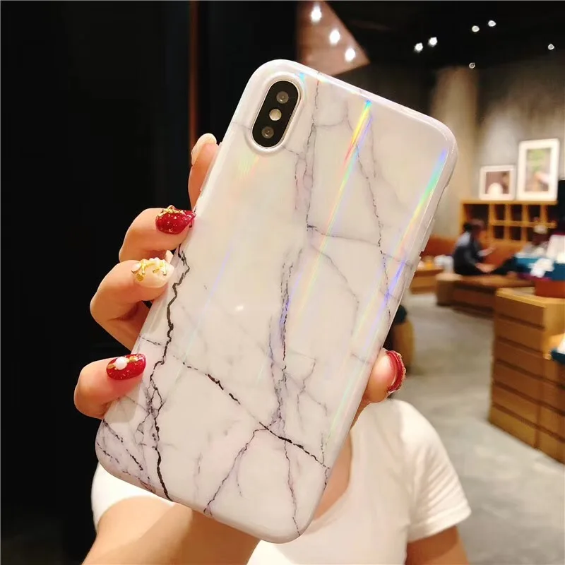 Kerzzil Aurora цветные мраморные чехлы для телефонов iPhone X XR &amp XS XSMAX глянцевый мягкий