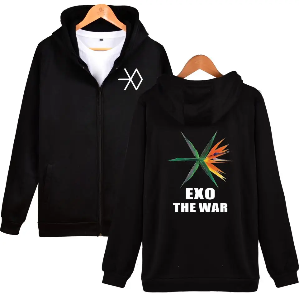 Новая мода K POP EXO новый альбом войны толстовки для женщин на молнии Корея
