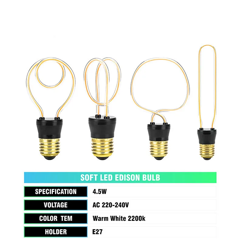 Soft LED Filament Lamp 4.5W AC220V Warm Yellow Vintage Classic Edison Bulb Industrial Creative Plafond Loft Coffee Bar Decoratio | Лампы и