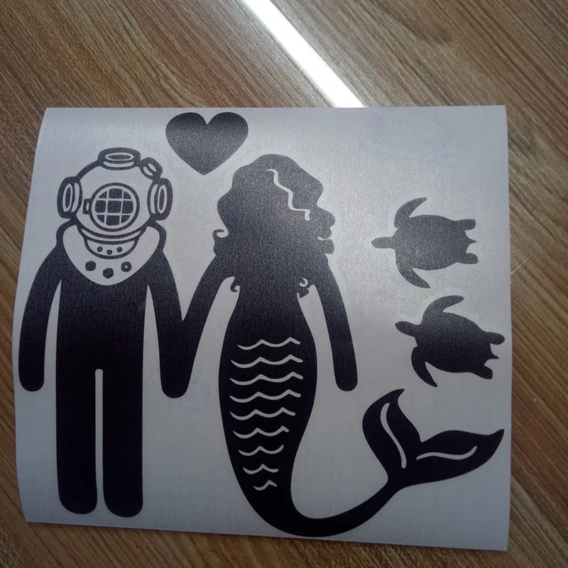 19CM*17.6CM Sailors Mermaid Car Stickers Diving Diver Sea Ocean vinyl decal stickers Cute Fashion Funny | Автомобили и мотоциклы