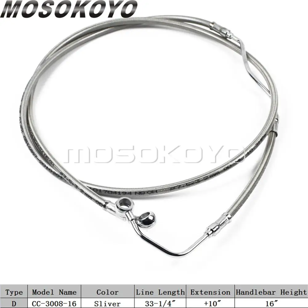 Мотоцикл 1"-16" Руль тормозной линии комплект+ "+ 6"+ "+ 10" Проводка Расширения жгут для Harley Touring W/ABS 2009-2013 - Цвет: 16 in chrome