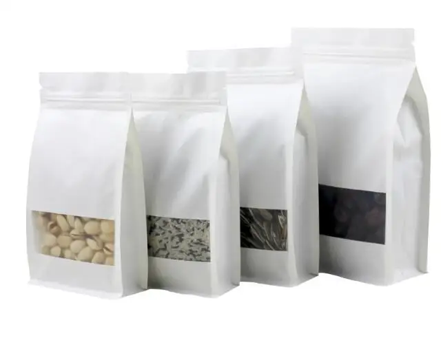 

Белый стоячий бумажный пакет для упаковки окон, упаковки для закусок, печенья, чая, матовый пакет с застежкой-молнией, подарочные пакеты, пак...