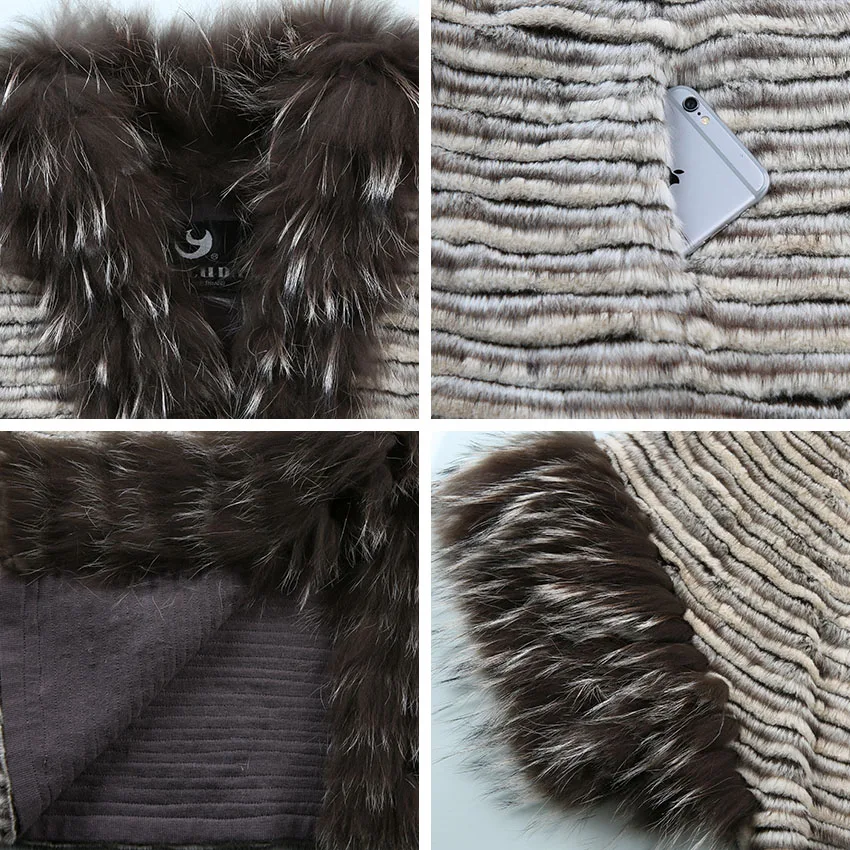 JEPLUDA Шуба Натуральный Мех Норко Кролика Свободный Стиль Пальто Женское Осень